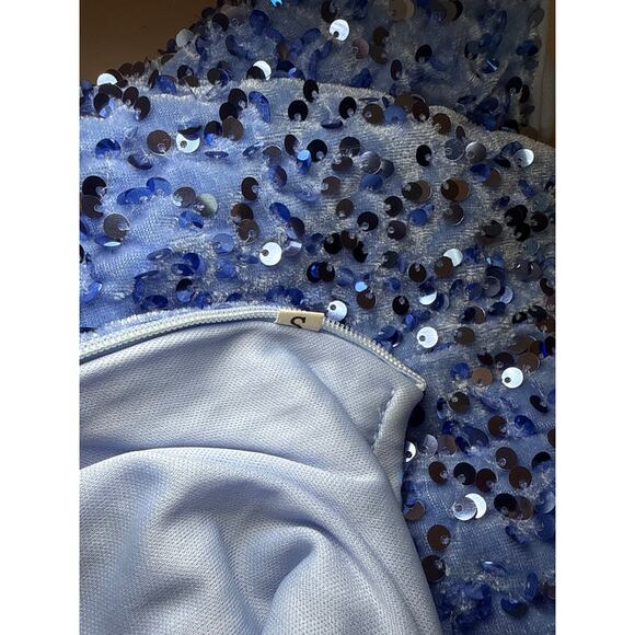Blue Sequin Cami Bodicon Mini Dress Small - Picture 1 of 2